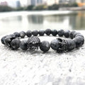 Gothic Natural Stone Skull Bead Bracelet – 18–21cm