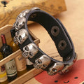Gothic Faux Leather Skull Charm Bracelet – 5 Colours, 22cm