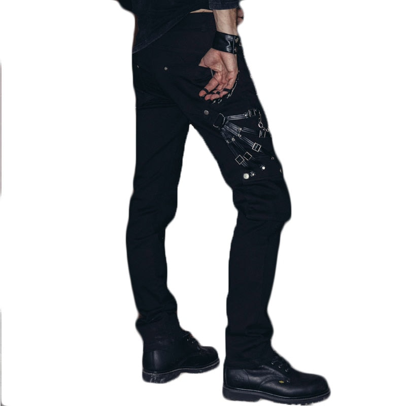 Men's Gothic Triple-Chain Trousers with Zippers