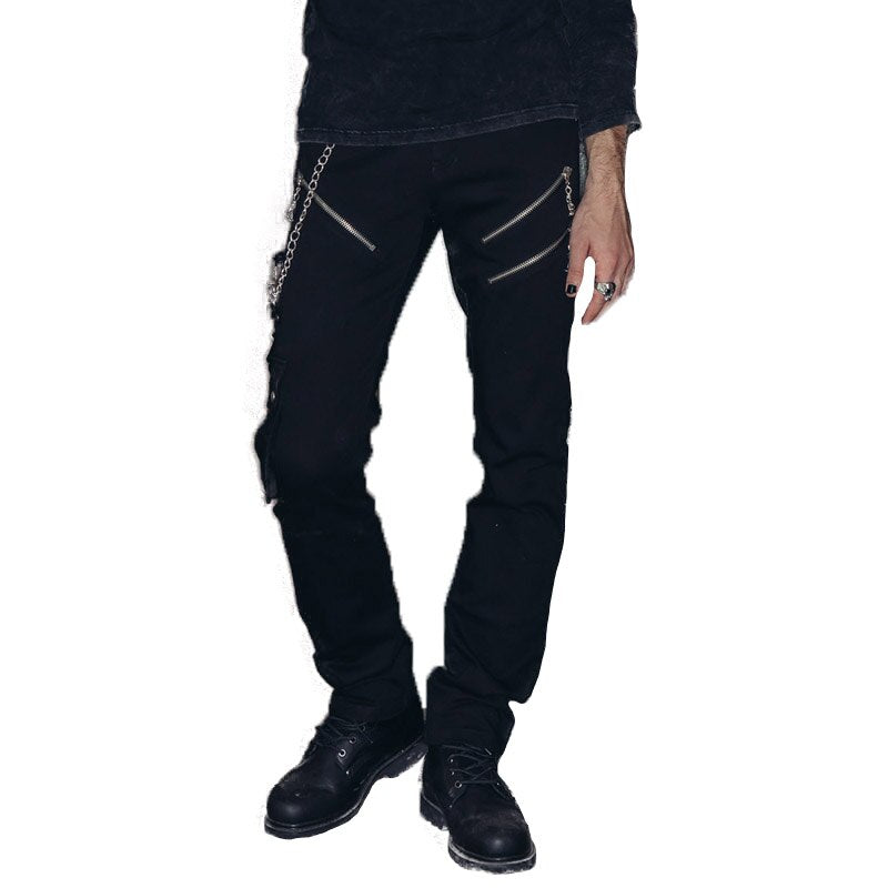 Men's Gothic Triple-Chain Trousers with Zippers