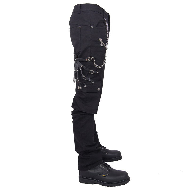 Men's Gothic Triple-Chain Trousers with Zippers