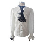 Men's Gothic Vampire Shirt with Ruffled Cuffs & Jabot – S–4XL