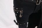 Men's Distressed Gothic Cargo Pants with Buckles & Skeleton Zip