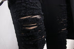 Men's Distressed Gothic Cargo Pants with Buckles & Skeleton Zip
