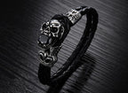 Gothic Genuine Leather Skull Bracelet – 21cm
