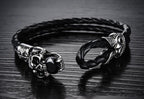 Gothic Genuine Leather Skull Bracelet – 21cm
