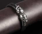 Men's Gothic Braided Leather Skull Bracelet – 21cm