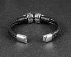 Men's Gothic Braided Leather Skull Bracelet – 21cm
