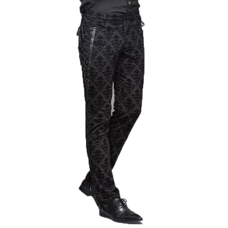 Men's Gothic Vampire Lace-Up Trousers – Crest Pattern