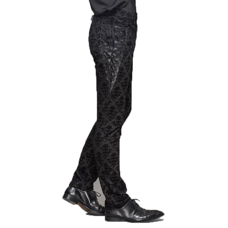 Men's Gothic Vampire Lace-Up Trousers – Crest Pattern