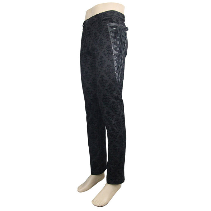 Men's Gothic Vampire Lace-Up Trousers – Crest Pattern