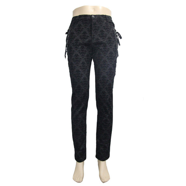Men's Gothic Vampire Lace-Up Trousers – Crest Pattern