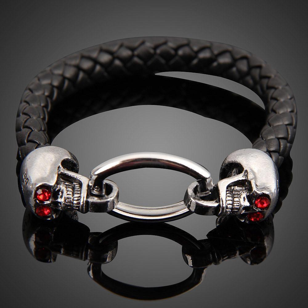 Men's Gothic Rhinestone Skull Bracelet