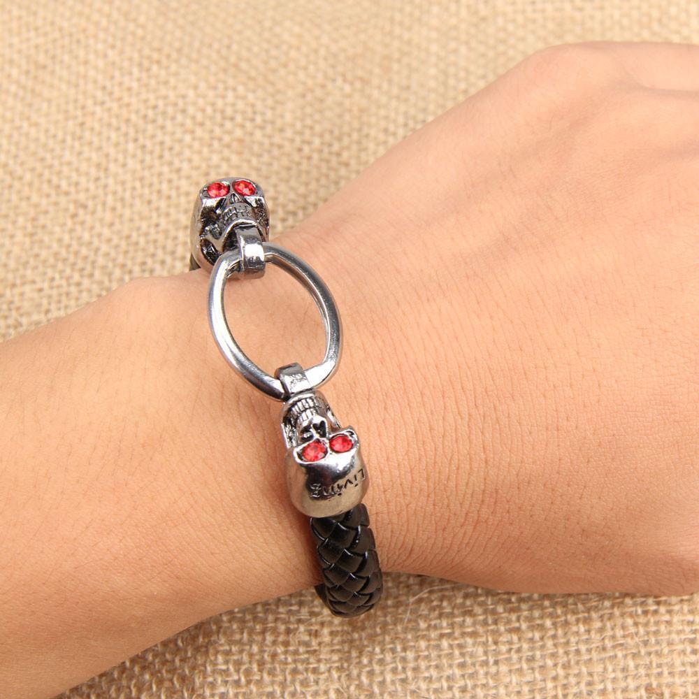 Men's Gothic Rhinestone Skull Bracelet