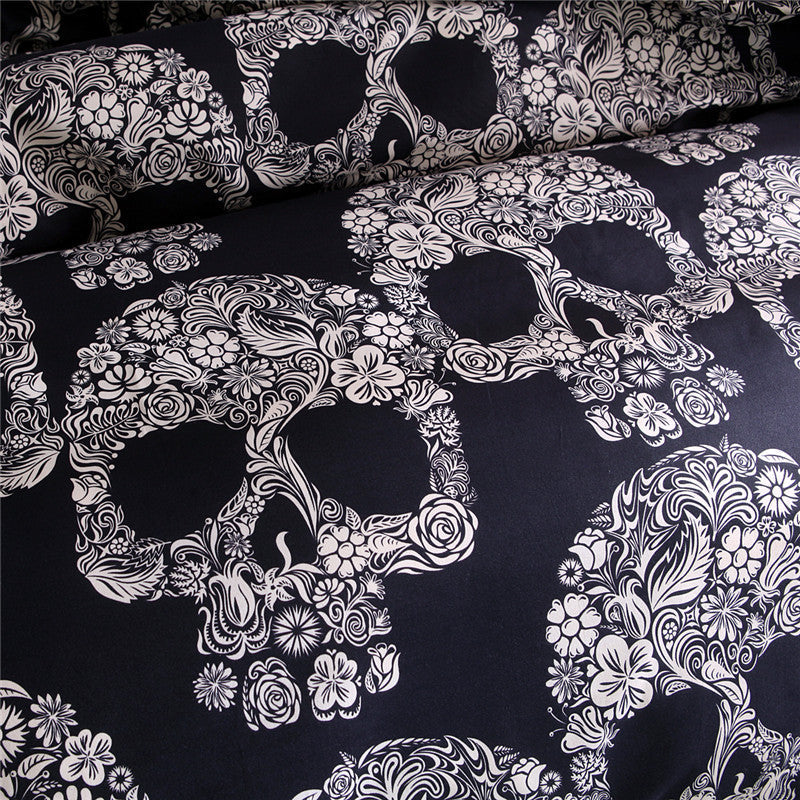 Black Sugar Skull Duvet Cover Set