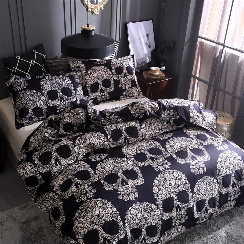 Black Sugar Skull Duvet Cover Set