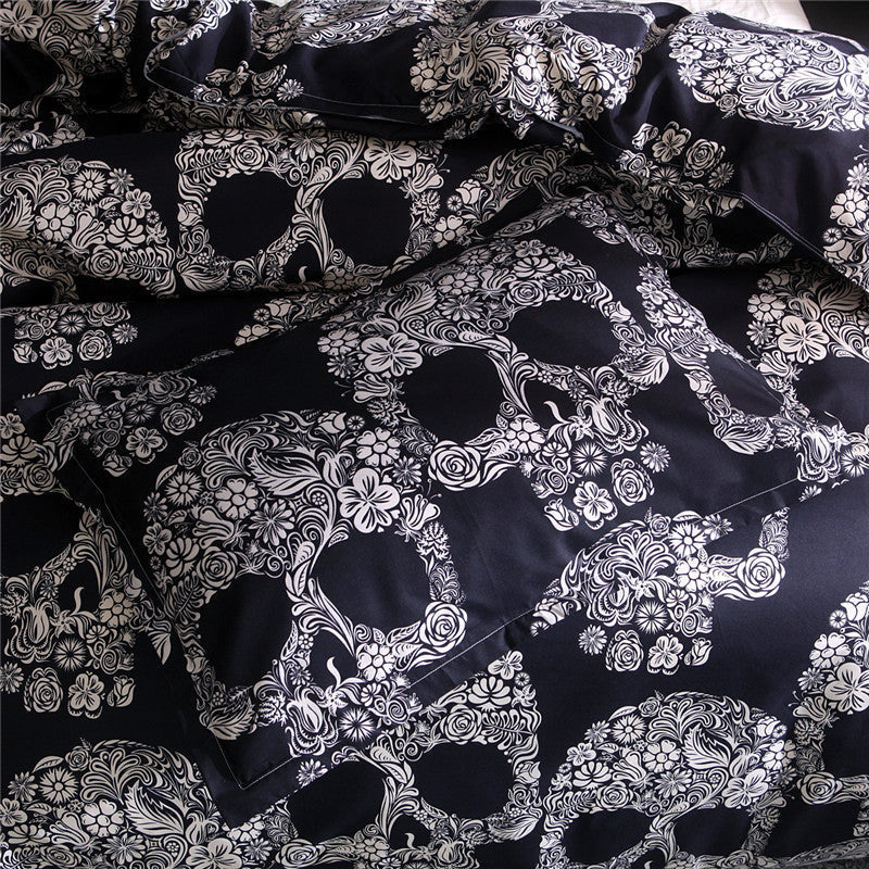 Black Sugar Skull Duvet Cover Set