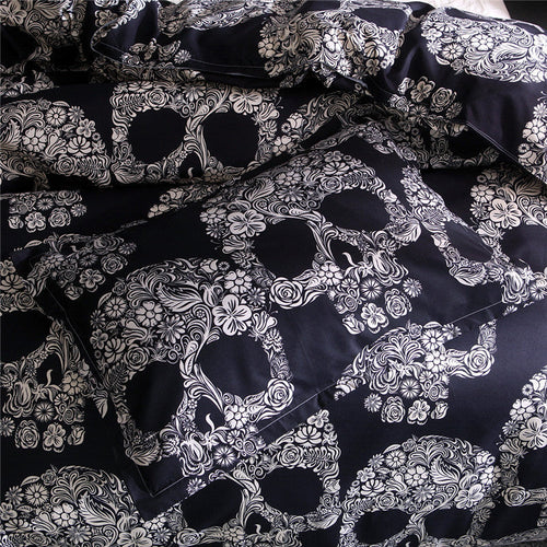 Black Sugar Skull Duvet Cover Set