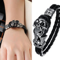Gothic Genuine Leather Skull Bracelet – 21cm