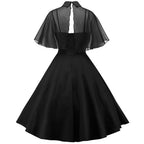 Women's Black Widow Retro Dress with Removable Collar – S–XXL