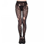 Women's Black Ripped Nylon Tights – One Size
