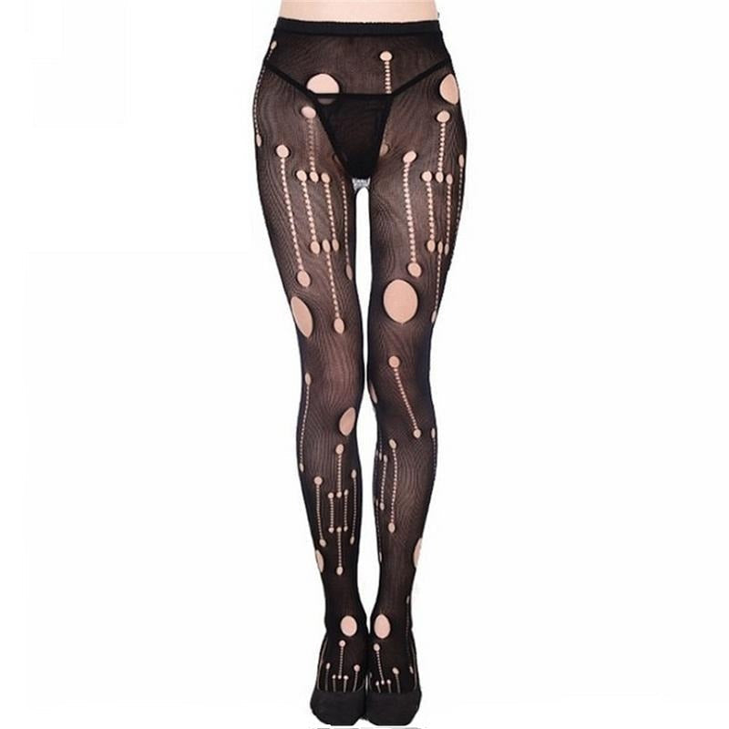 Women's Black Ripped Nylon Tights – One Size