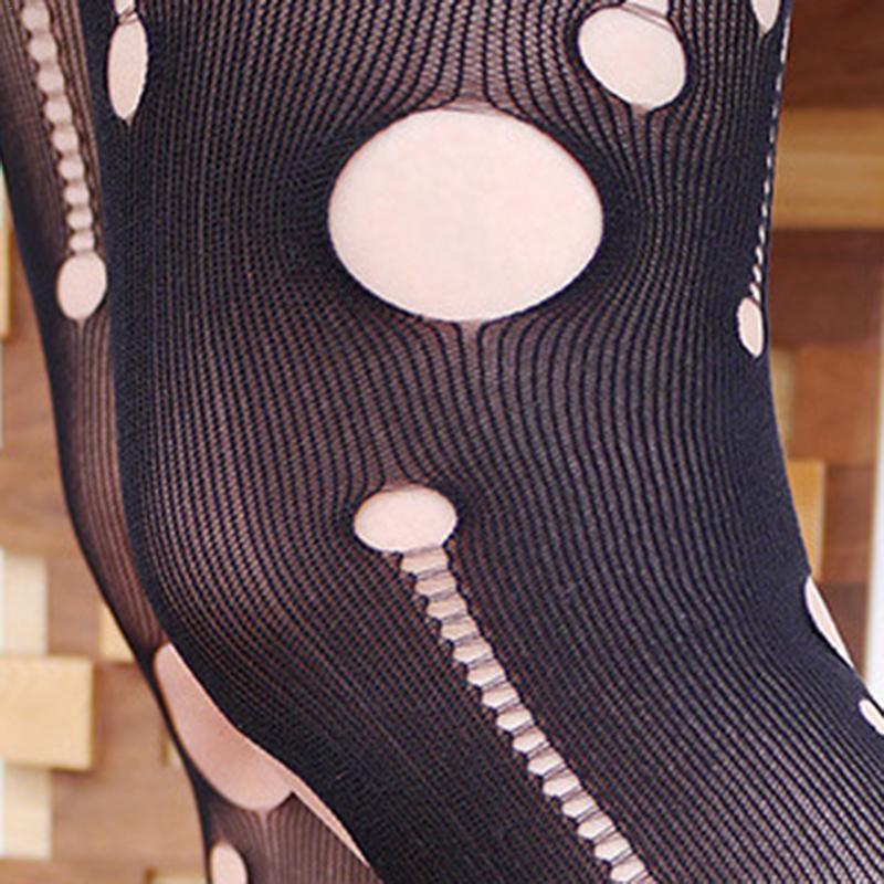 Women's Black Ripped Nylon Tights – One Size