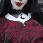 Black Gothic Crescent Moon Faux Leather Choker