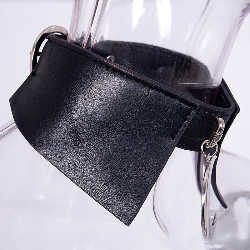 Black Gothic Crescent Moon Faux Leather Choker