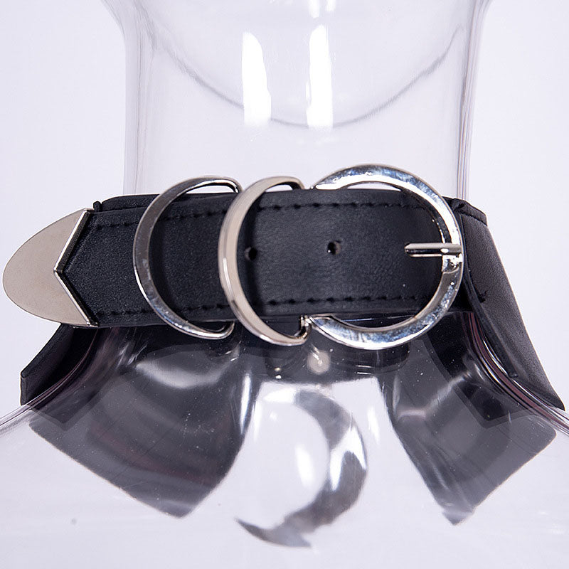 Black Gothic Crescent Moon Faux Leather Choker