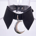 Black Gothic Crescent Moon Faux Leather Choker