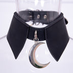 Black Gothic Crescent Moon Faux Leather Choker