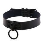 O-Ring Faux Leather Choker with Detachable Chain – 15 Colours