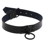 O-Ring Faux Leather Choker with Detachable Chain – 15 Colours