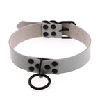 O-Ring Faux Leather Choker with Detachable Chain – 15 Colours