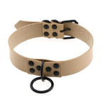 O-Ring Faux Leather Choker with Detachable Chain – 15 Colours
