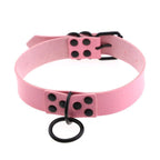 O-Ring Faux Leather Choker with Detachable Chain – 15 Colours