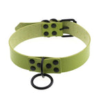 O-Ring Faux Leather Choker with Detachable Chain – 15 Colours