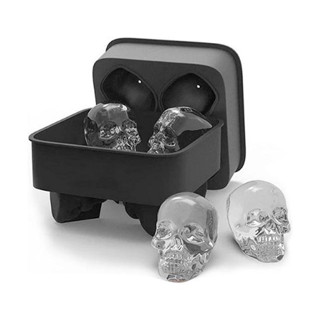 Four-Skull Silicone Ice Cube Tray with Lid