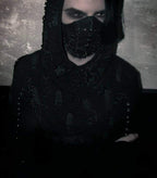 Black Gothic Industrial Faux Leather Mask – Spikes & Lacing