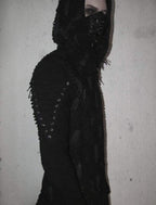 Black Gothic Industrial Faux Leather Mask – Spikes & Lacing