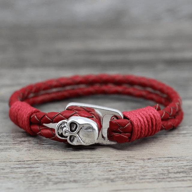 Gothic Genuine Leather Skull Bracelet – 8 Colours