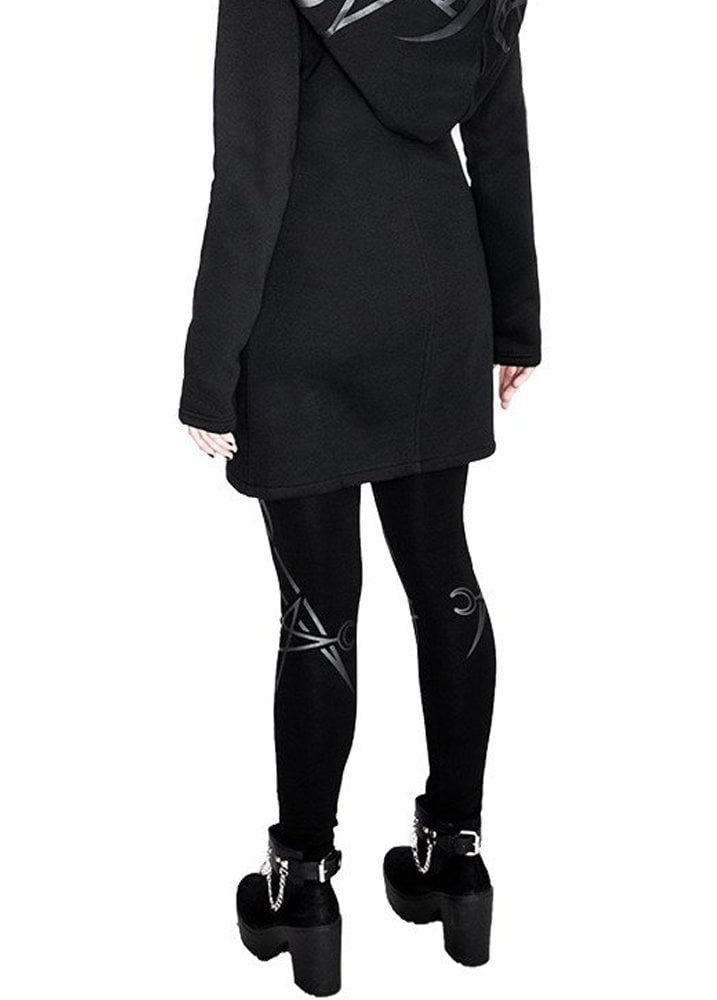Women's Black Twin Moon Cotton Leggings – XS–3XL