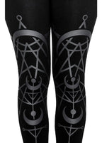 Women's Black Twin Moon Cotton Leggings – XS–3XL