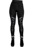 Women's Black Twin Moon Cotton Leggings – XS–3XL