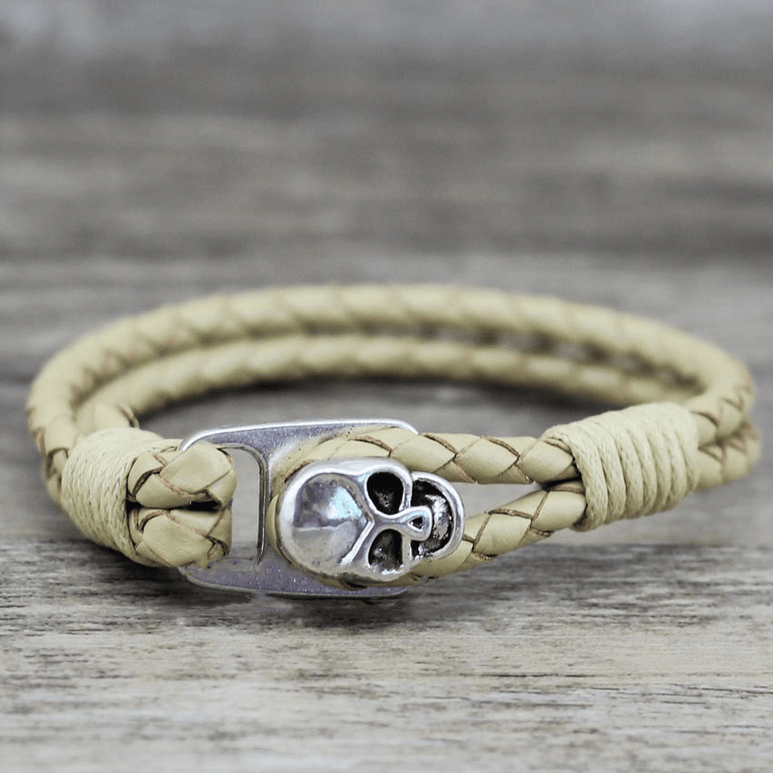 Gothic Genuine Leather Skull Bracelet – 8 Colours