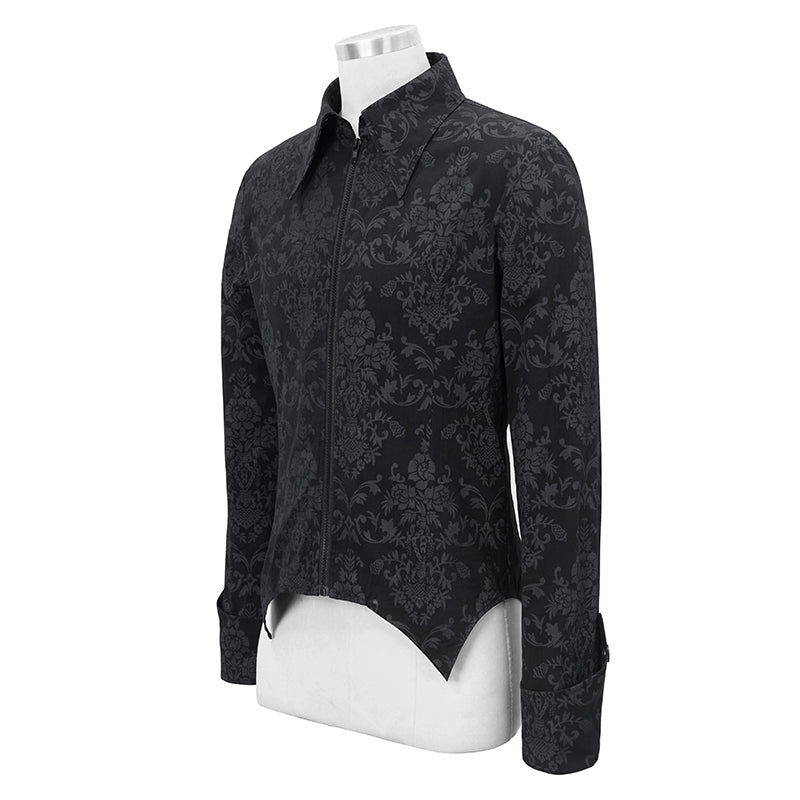 Men's Black Gothic Vampire Shirt with Cut-Out Detail – S–4XL
