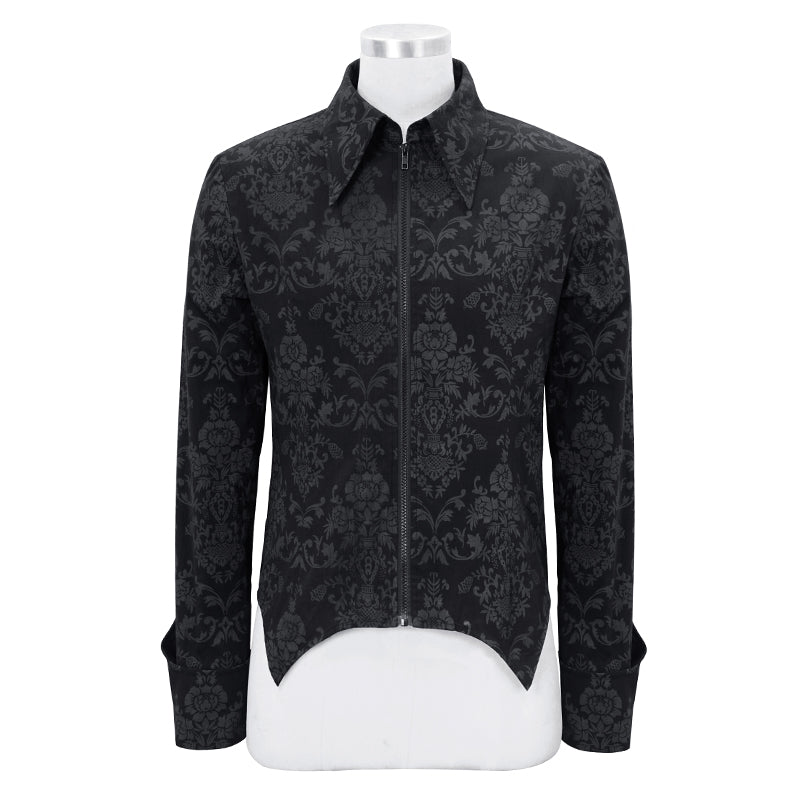Men's Black Gothic Vampire Shirt with Cut-Out Detail – S–4XL