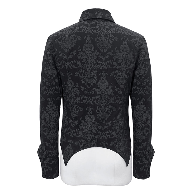 Men's Black Gothic Vampire Shirt with Cut-Out Detail – S–4XL