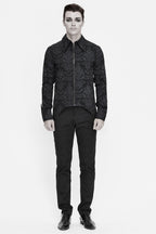 Men's Black Gothic Vampire Shirt with Cut-Out Detail – S–4XL